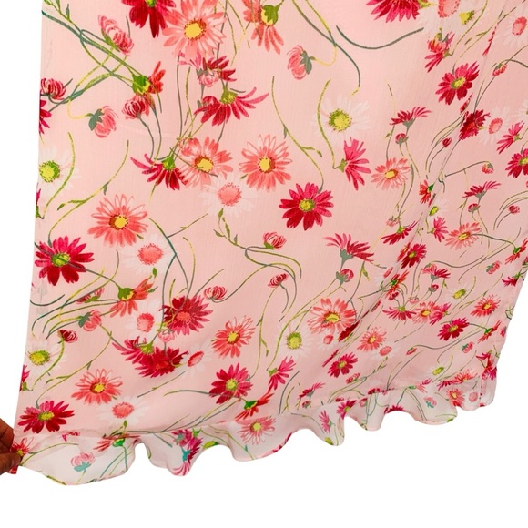 Karl Lagerfeld Dress Womens 6 Pink Floral Flowy Wedding Vacation Romantic Lined - Picture 3 of 10